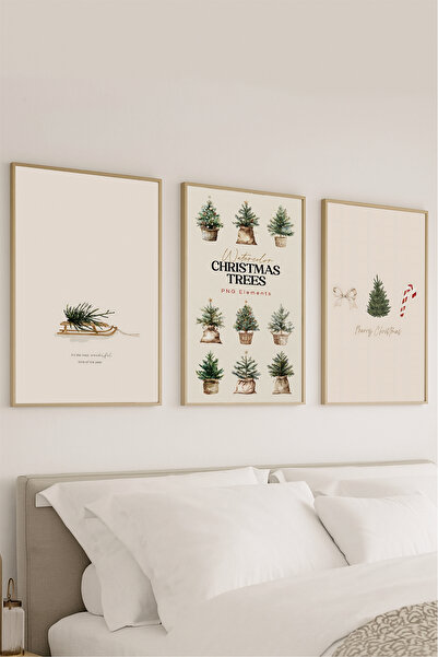 VOBA STORE Set de pictură MDF cu aspect de cadru tematic pentru brad de Crăci...