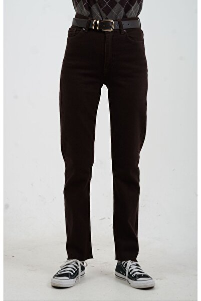 Zelish My Sister Παντελόνι τζιν με κομμένο πόδι σε καφέ χρώμα