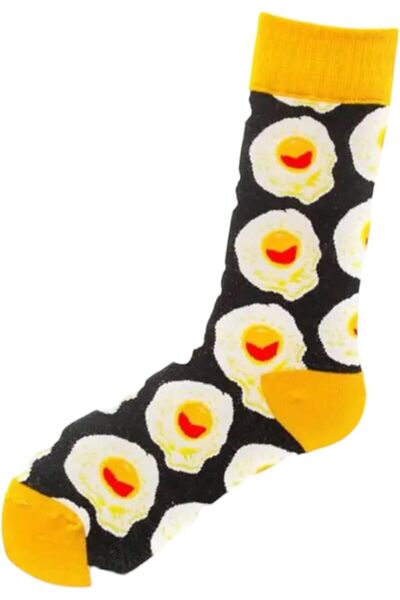 Generic Novelty Fried Egg Socks, Cotton Blend, Christmas Gift, Unisex UK 5-11 (Single Pair)
