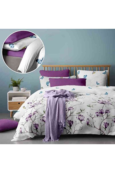 Dormisete DHome Renforce bedding set 220x230 + 180x210 duvet cover + 2 pillowcases 50x70 Magnolia/Iris/Orchid