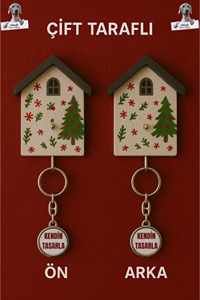 Design Yourself Double Sided Metal Keychain – Personalized Print, 3cm Metal Diameter, 9cm Length