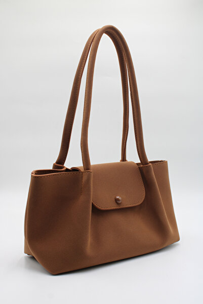 LASSO Women's Suede Nubuck Magnet Closure Hand, Arm and Shoulder Bag with Inner Compartment and Button Detail