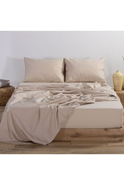 Nef Nef Homeware Fitted sheet King Size cotton beige Nef-Nef Basic 180x200+35 cm