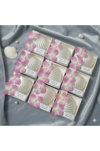 Pearl Star 10 Adet Hediyelik Ortanca Çiçek Detaylı Beyaz Kraft Kutulu İstirid...