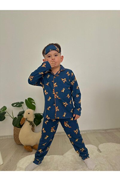 jeliboomkidswear Set de pijamale pentru bărbați cu model de veveriță, cu nast...