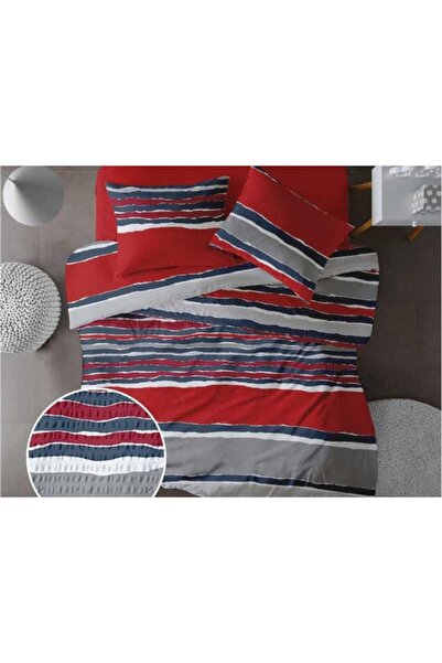 Dormisete DHome Crepe Cotton Bedding Set 240x250 + 200x220 + 2×50x70 cm Red-Grey