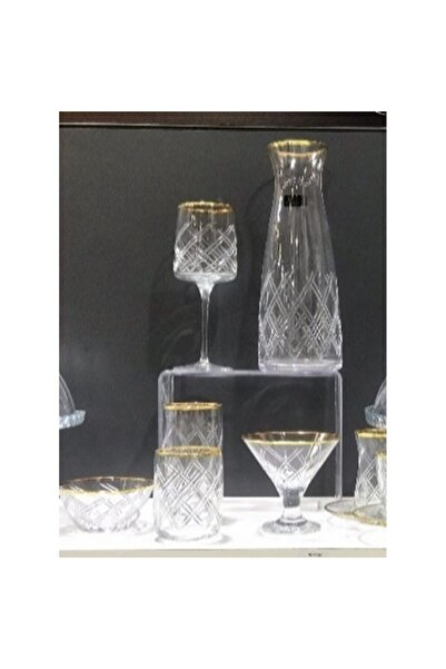 Efegil Set of 6 cups with saucers Rosana transparent-gold