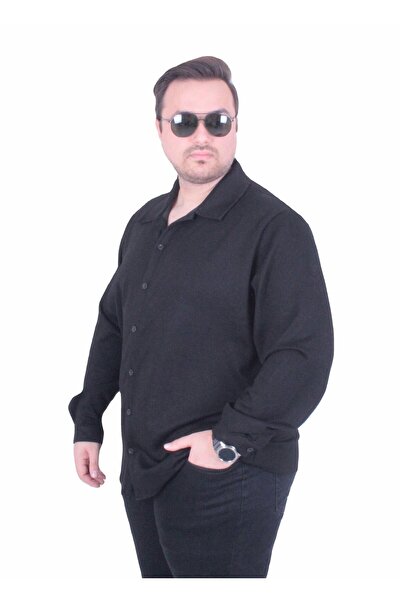 MocGrande Men's Plus Size Long Sleeve Shirt 25727 Black