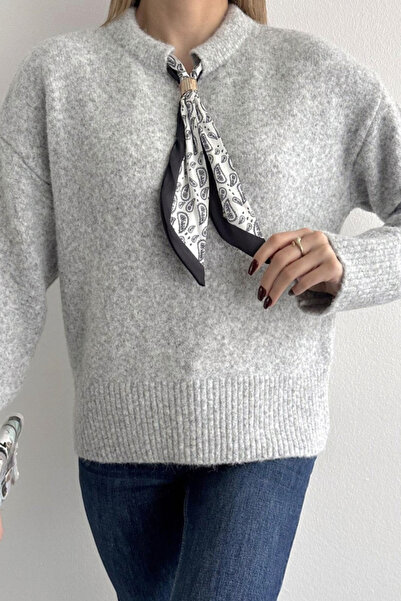 Naliru Düz Kesim Salaş Dökümlü Uzun Kollu Hakim Yakası Kendinden Desenli Fula...