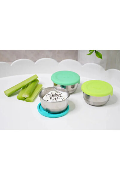 Melii 3 Mini Stainless Steel Containers Blue Mint Lime