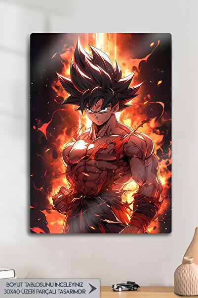 DekorHane Pictură metalică Son Goku, decor de perete Dragon Ball Z, artă anime, cadou modern pentru birou acasă