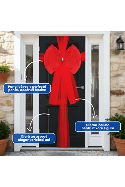 OferteTop Red Ribbon Bow For Christmas Decoration, Durable And Easy To Install