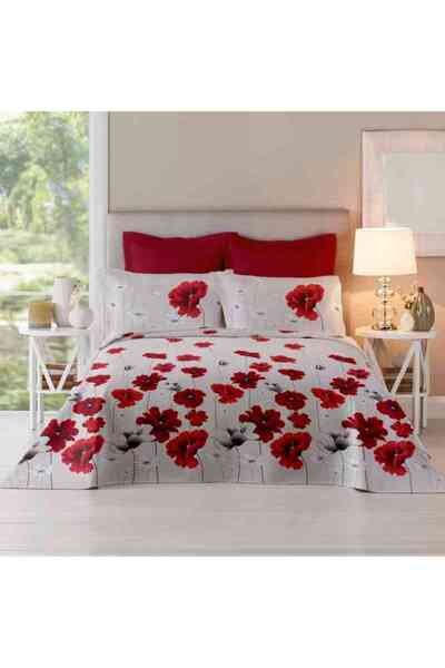 Dormisete DHome Renforce Poppy Field burgundy bedding set (sheet 220x230 cm + duvet cover 180x210 cm + 2 pillo