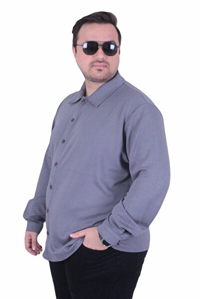 MocGrande Men's Plus Size Long Sleeve Shirt 25727 Fume