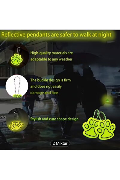 BAMİAMU 2 Adet Pati Reflektör, anahtarlık, Gece köpek tasması aksesuarı,sırt ...