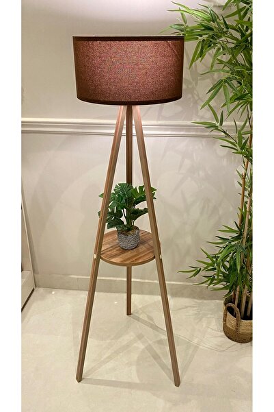 Turkish Home Wooden floor lamp with shelf, modern design - 150 cm