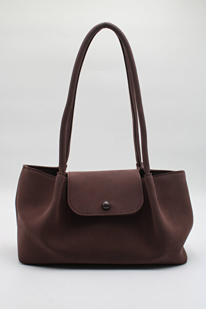 LASSO Women's Suede Nubuck Magnet Closure Hand, Arm and Shoulder Bag with Inner Compartment and Button Detail