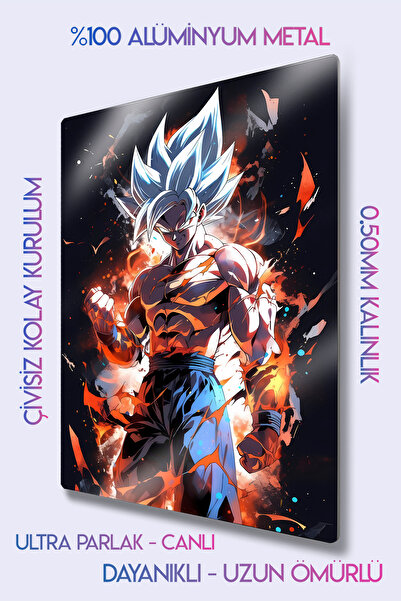 DekorHane Son Goku Metal Painting, Dragon Ball Z Wall Decor, Anime Art, Modern Home Office Gift