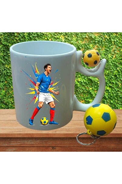 LADİJİTAL BASKI ÇÖZÜMLERİ Rotating Yellow Navy Blue Soccer Ball Trophy and So...