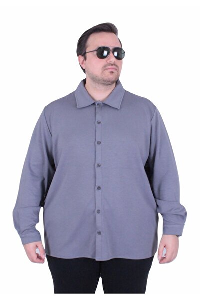 MocGrande Men's Plus Size Long Sleeve Shirt 25727 Fume