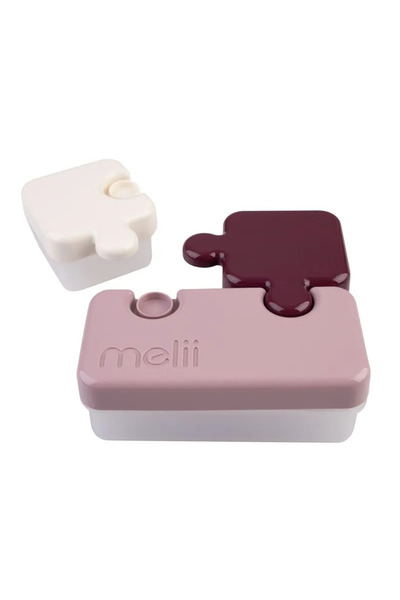 Melii Luxe Puzzle Bento Box, Pink Ivory, 3 Compartments
