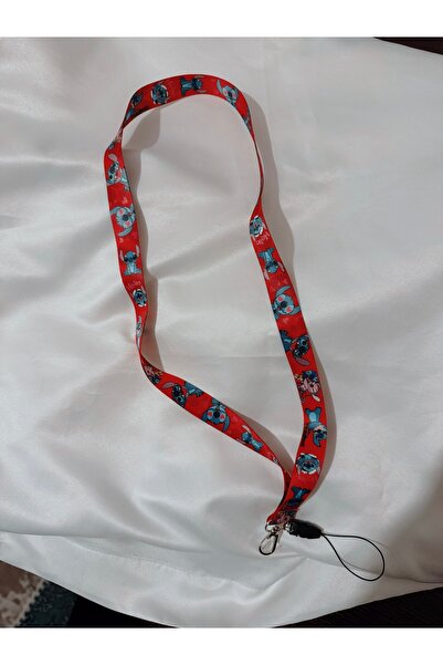 facnspt Curea pentru gât (lanyard) cu model Stitch și Angel roșu – personaj b...
