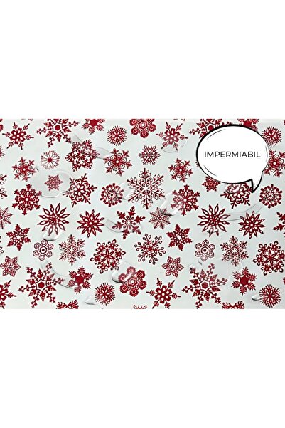 Salestore.ro Elegant table runner 180x40cm, waterproof cotton, 3D Snowflakes print, Stain and dirt resistance