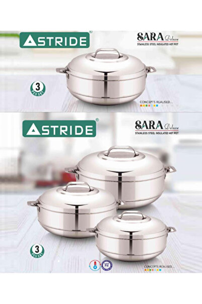 Stride Set of 3 stainless steel food containers with a pot design for heat retention (3500/2500/1500 ml)