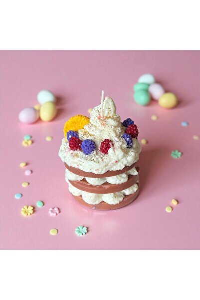 GATHIA Meyveli Pasta Tasarım El Yapımı Dekoratif Mum