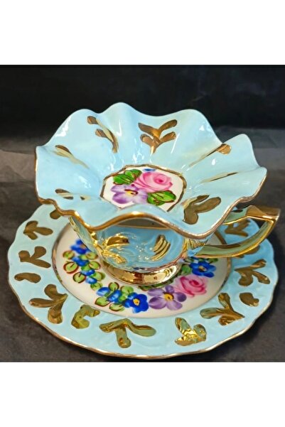 Handmade Esterhomedecor Hand-Painted Single-Person Tray Porcelain Cup Set