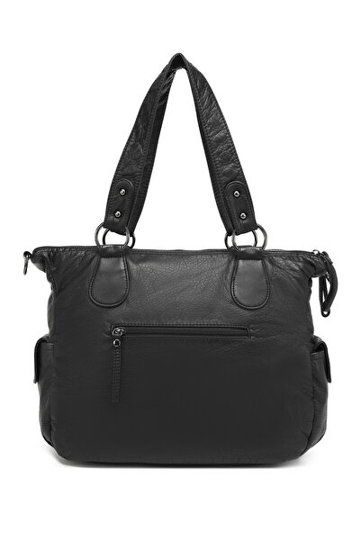 Hüvendo Multi-Pocket Daily Large Size Shopper Design Adjustable Strap Women's Shoulder Bag Black