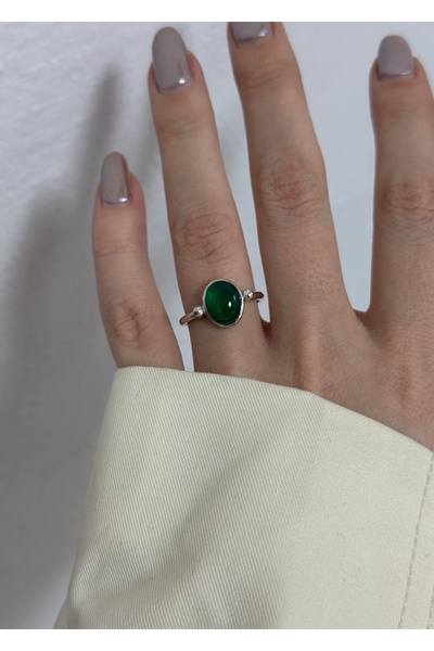 KİLİGİSTANBUL Green Cat Eye Stone Retro Ring (Size Adjustable)