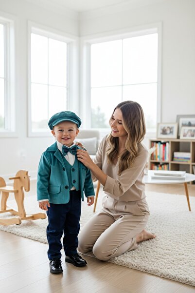 GabrielleBebe Τυρκουάζ βελούδινο κοστούμι