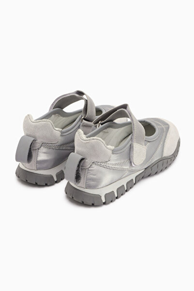 Limoya Nora Gray Fur Velcro Sports Ballerinas