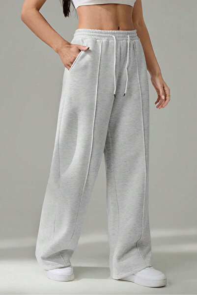 Sun Victoria Women's Gray High Waist Wide Leg Loose Trousers