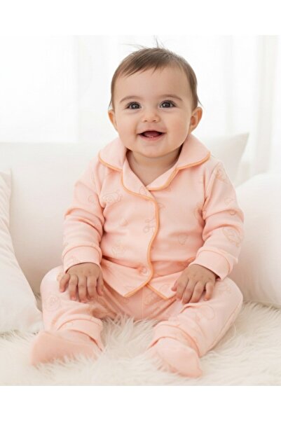 Egelite Baby Girl Bird Printed Double-Breasted Collared 100% Cotton Luxury Nightgown Top and Bottom 2-Piece Set