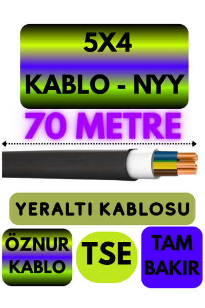 Avarson Öznur 5X4 NYY (Yeraltı Kablosu) Metre Seçenekli 70 METRE