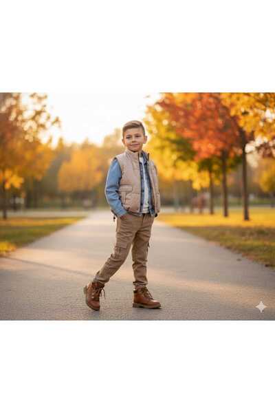 Bisahane Σετ Γιλέκο τεμαχίων για αγόρια: Τζιν Μπουφάν, Παντελόνι και Μπάνττ)