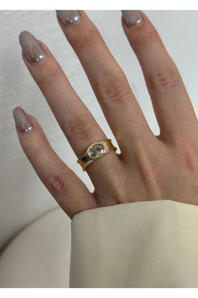 KİLİGİSTANBUL Ni̇ki̇ta Stone Retro Ring (Size Adjustable)