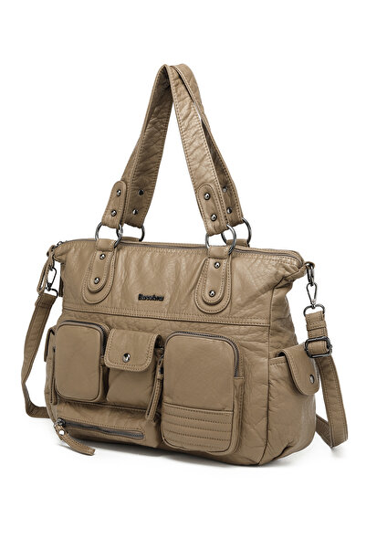 Hüvendo Multi-Pocket Daily Large Size Shopper Design Adjustable Strap Women's Shoulder Bag Mink