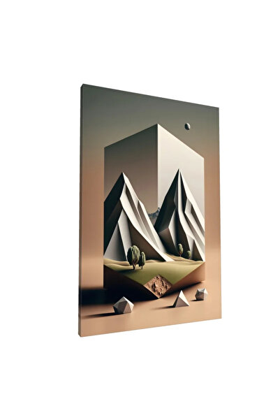 PozaTablou Pictură pe pânză: Peisaj abstract 3D cu munți și copaci 70x100 cm