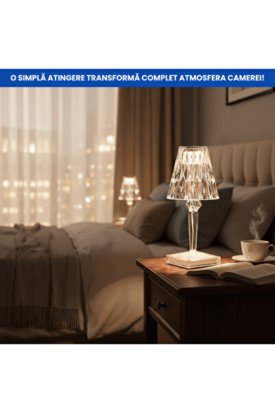 OferteTop Wireless Decorative Acrylic Crystal Lamp with Adjustable Brightness