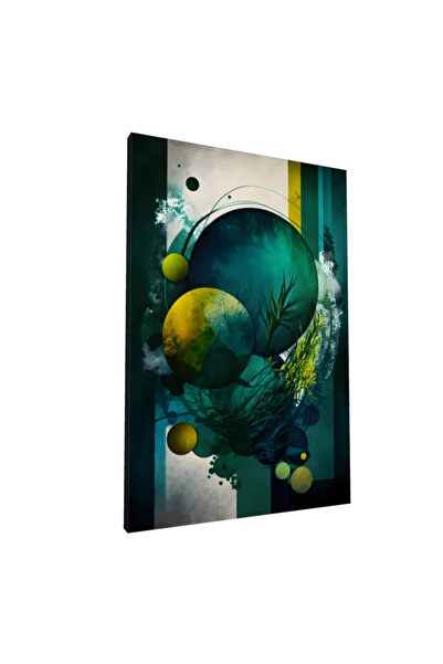 PozaTablou Pictură pe pânză: Compoziție abstractă în nuanțe de verde și galbe...