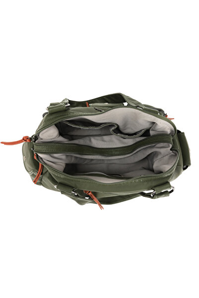 Hüvendo Multi-Pocket Casual Large Size Shopper Design Adjustable Strap Women's Shoulder Bag Dark Green