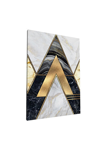 PozaTablou Pictură pe pânză: Triunghiuri aurii și contrast de marmură 50x70 cm