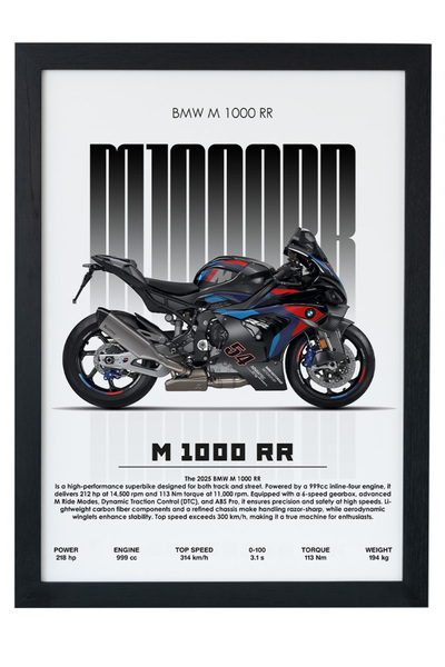 gxe.art Pictură cu cadru din lemn BMW M 1000 RR – Design Superbike