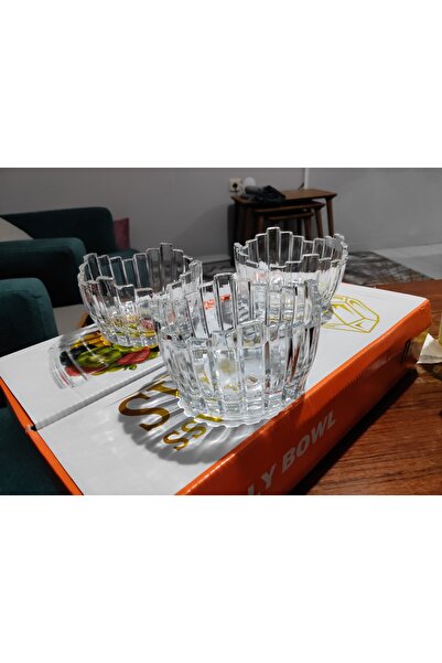 ORTAKÖY CENNETİ 6 Pcs Glass Dessert Salad Fruit Bowls Stylish New Design 200 Cc Volume 10 cm Mouth Diameter 6 cm Height