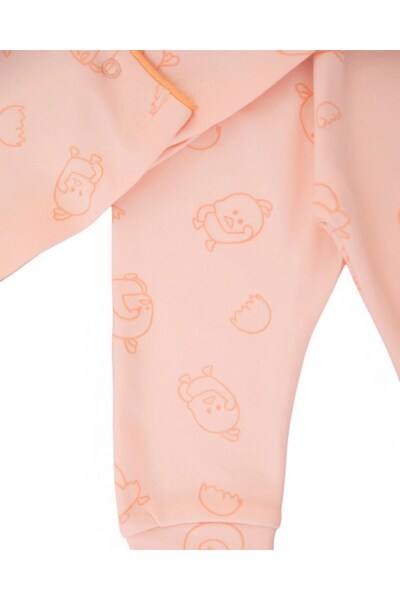 Egelite Baby Girl Bird Printed Double-Breasted Collared 100% Cotton Luxury Nightgown Top and Bottom 2-Piece Set