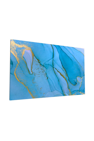 PozaTablou Pictură pe pânză: Fluid auriu pe albastru 100x60 cm