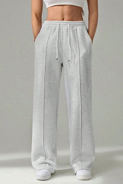 Sun Victoria Women's Gray High Waist Wide Leg Loose Trousers